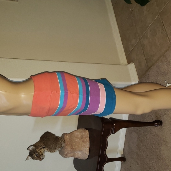 Cotton On m rainbow stripes spandex mini skirt - Picture 3 of 7